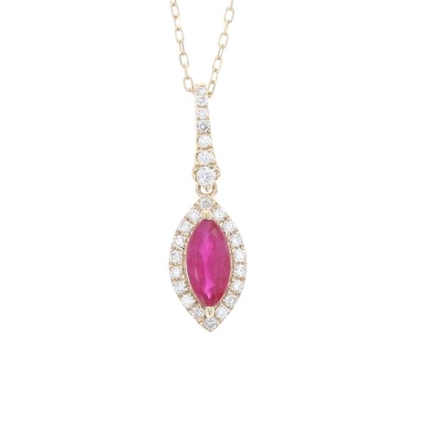 Marquise Ruby Diamond & 14k Yellow Gold Necklace