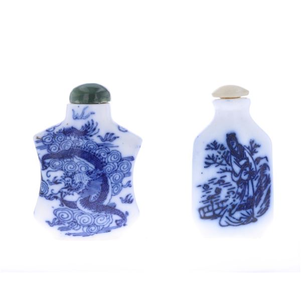 Chinese Blue White Porcelain Snuff Bottles (2)