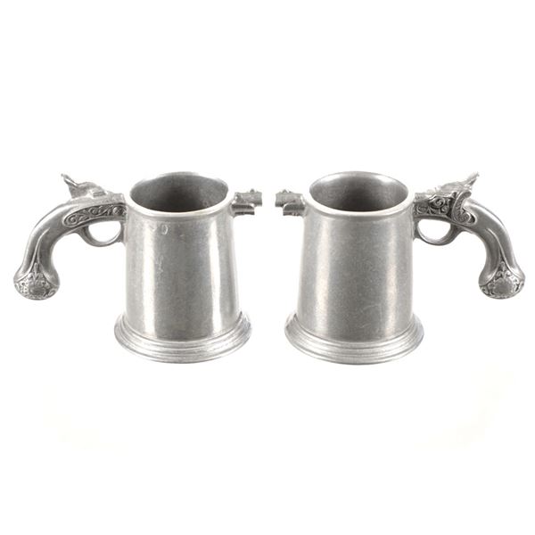 Wilton Pewter Dueling Pistol Beer Tankards (2)