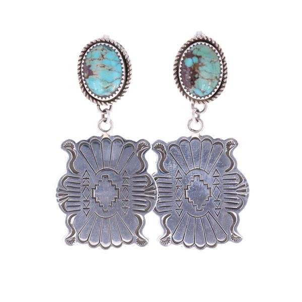 Navajo Mary Thomas Sterling & Turquoise Earrings