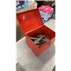 Image 2 : TOOLBOX WITH CONTENTS PIPE WRENCHES, PLIERS AND MORE