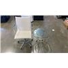 Image 1 : CHROME AND WHITE GAS LIFT OFFICE CHAIR AND GLASSTOP SIDE TABLE