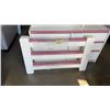 Image 2 : WHITE/PINK SINGLE SIZE BED FRAME WITH 6 DRAWER DRESSER AND HUTCH