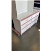 Image 8 : WHITE/PINK SINGLE SIZE BED FRAME WITH 6 DRAWER DRESSER AND HUTCH