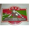 Image 1 : ENAMEL PAINTED SIGN; TOYS-NOW WITH ELECTRICITY; LIGHTS; AND MOTION; 12X9 INCHES APPROX.