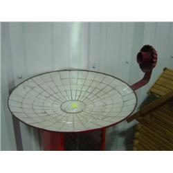 METAL & MIRRORED GLASS REFLECTOR CANDLE HOLDER; SEVERAL GLASS PANELS HAVE CRACKS; 15 INCH DOME