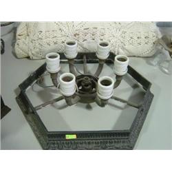 IRON HANGING LIGHT WIRED FOR 6 BULBS; OCTAGON SHAPE; 18 WIDE