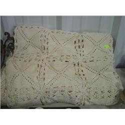 CROCHET BED SPREAD; 78 BY 84; SOME DISCOLORATION