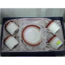 ANNSLEY BONE CHINA; SET OF 4 CUPS & SAUCERS DEMITASSE; DURHAM 1646 PATTERN