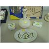 Image 1 : LOT OF 4 MILK GLASS DRESSER SET; DRESSER TRAY; BOTTLE (STOPPER HAS CHIPS INSIDE); 2-RING BOXES (1 HA