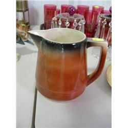 GLAZED PAINTED WATER PITCHER; ESMOND 220 USA