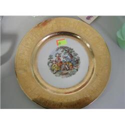 GEORGE AND MARTHA WASHINGTON PLATE; 22K LA PETITE CHINA; 10 1/2 INCHES