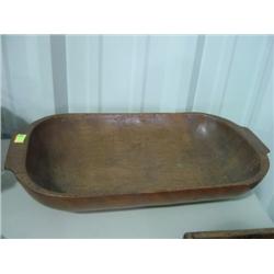 WOODEN BOWL; SOME CRACKS IN WOOD; 19X10