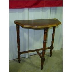 HALF MOON 3-LEGGED SOFT WOOD HALL TABLE; 20 X 23