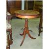 Image 1 : MAHOGANY ROUND PEDESTAL DRUM STYLE TABLE 20X27 1/2 TALL