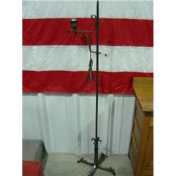 BRASS BRIDGE FLOOR LAMP; NO SHADE