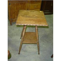 OAK LAMP TABLE TOP SHELF 16X16; 28 INCHES TALL