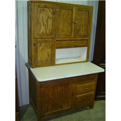 OAK KITCHEN CUPBOARD WITH FLOUR SIFTER AND DOUGH DRAWER; INTERIOR PAINTED WHITE