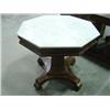Image 1 : OCTAGON MARBLE TOP TABLE; SHOWS CHIPS IN VENEER; 32 WIDE