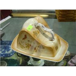 CHEESE DISH; ENGLAND MADE; HAS NICKS ON EDGE OF TRAY