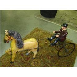 WOODEN HORSE AND CHARIOT RIDER; REPRODUCTION