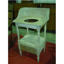 SOFT WOOD WASH STAND; MISSING PULLS ON BOTTOM DRAWER