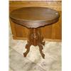 Image 1 : WALNUT PEDESTAL LAMP OVAL TOP TABLE 28X22X30