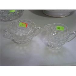 AMERICAN FOSTORIA HANDLED SUGAR BOWL AND CREAMER