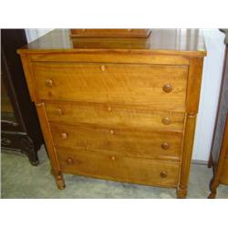 4 DRAWER CHERRY FOOTED CHEST; HALF COLUMNS DOWN SIDE 42 1/2W X 21D X 48H