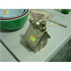 SNOOPY BANK; SILVER PLATED