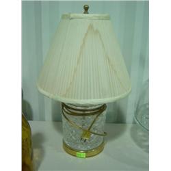 WATERFORD CRYSTAL ELECTRIC LAMP; CUSTOM SHADE HAS STAINS