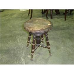 ORGAN STOOL WITH BALL & CLAW FEET; SHOWS WEAR IN FINISH