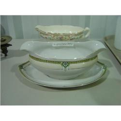 NORITAKE NIPPON GRAVY BOAT ATTACHED TO UNDER TRAY; HAS SMALL NICK ON TOP