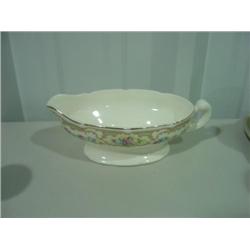 PAINTED GRAVY BOAT; NO MARK WITH FLOWERS