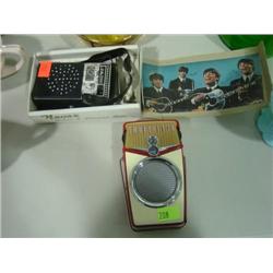 LOT OF 2 TRANSISTOR RADIOS; 1-BEACH BOY RADIO; 1-JADE BEATLES WITH BOX & EAR PIECE