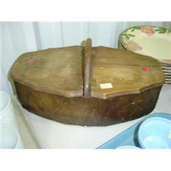 WOODEN SEWING BOX; SOME PAINTED ROSES ON TOP