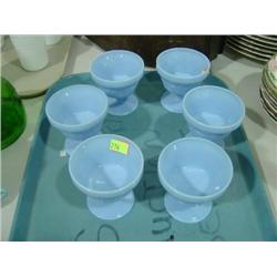 SET OF 6 BLUE MILK GLASS SHERBETS