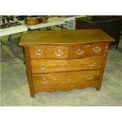 OAK DRESSER 2 OVER 2 DRAWER; TOP DRAWERS ARE CURVED; 41 1/2W X 19 1/2D X 31 1/2 H