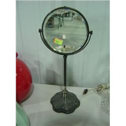DRESSING MIRROR ON STAND; SHOWS WEAR ON METAL FRAME