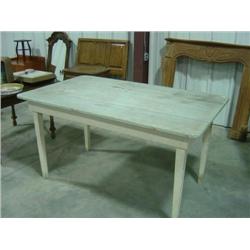 FARM STYLE TABLE 36X60; BASE IS WHITE; TOP IS BLUE