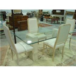 GLASS TOP TABLE AND 4 CHAIRS; CALIFORNIA GLASS