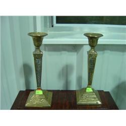 LOT OF 2 BRASS 10 INCH CANDLE STICKS