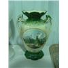 Image 1 : DOUBLE HANDLED PAINTED VASE, MADE IN ENGLAND; CHIPS IN GLAZE ON HANDLE