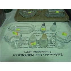 LOT OF 5 PCS; CREAMER & SUGAR; BUTTER TRAY; 2-SETS OF S&P