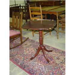 MAHOGANY PEDESTAL LAMP TABLE; BRASS CLAW FEET 22 INCHES SQUARE X 27" HIGH
