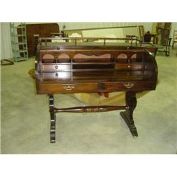 MODERN PINE ROLL TOP DESK; 2-DRAWERS; 49 1/2 W X 27D X 43H