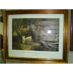 NEWER GUILTED FRAMED PRINT OF HARRIET TUBMAN'S UNDER GROUND RAILROAD; 32 1/2 X 27