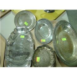 LOT OF 6 PIECES: 2-WALLACE STERLING 6-INCH PLATES AND  PLATED ITEMS