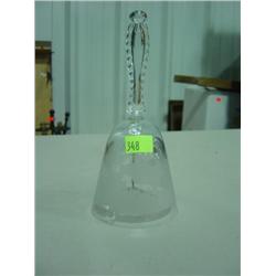 FOSTORIA ETCHED GLASS BELL 1977-F HORSE SLEIGH RIDE PICTURE