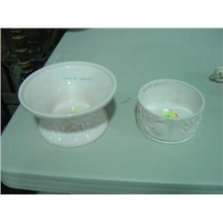 LOT OF 2 JEANETTE GLASS COMPANY COMPOTE AND ROUND DISH